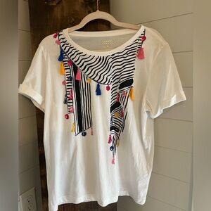 Kate Spade Tasselled *Berber Stripe Scarf* T-Shirt